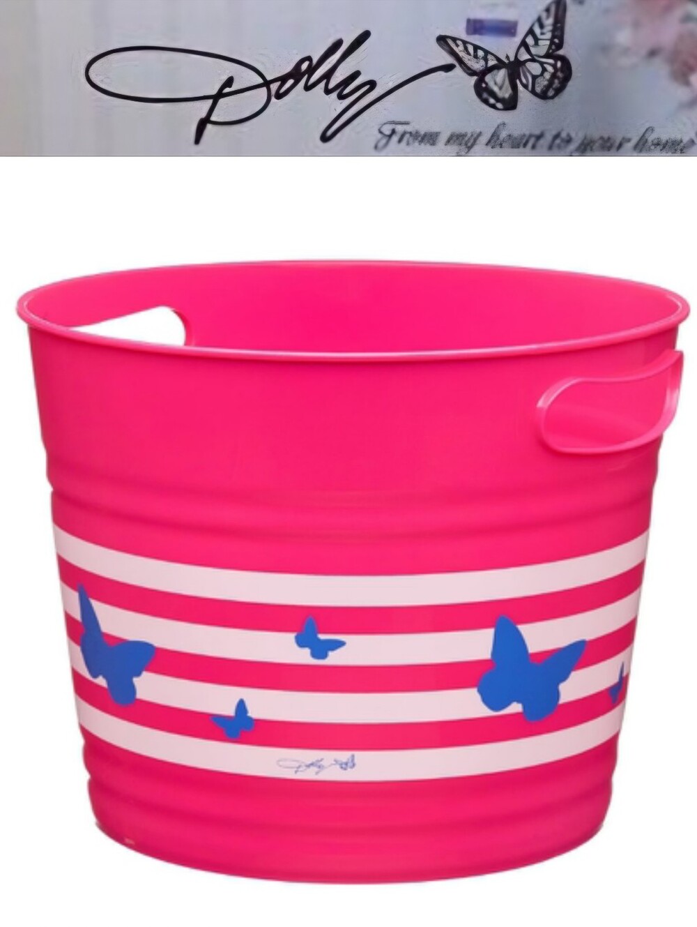 Dolly Parton Logo Butterfly Tapered Plastic Bucket- Pink